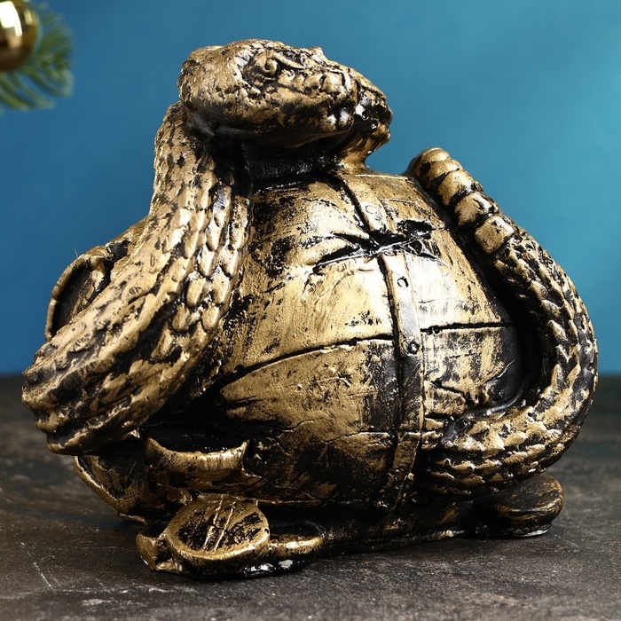 Копилка Копилка "Змея с бочкой" малая золото, 14х19х12см