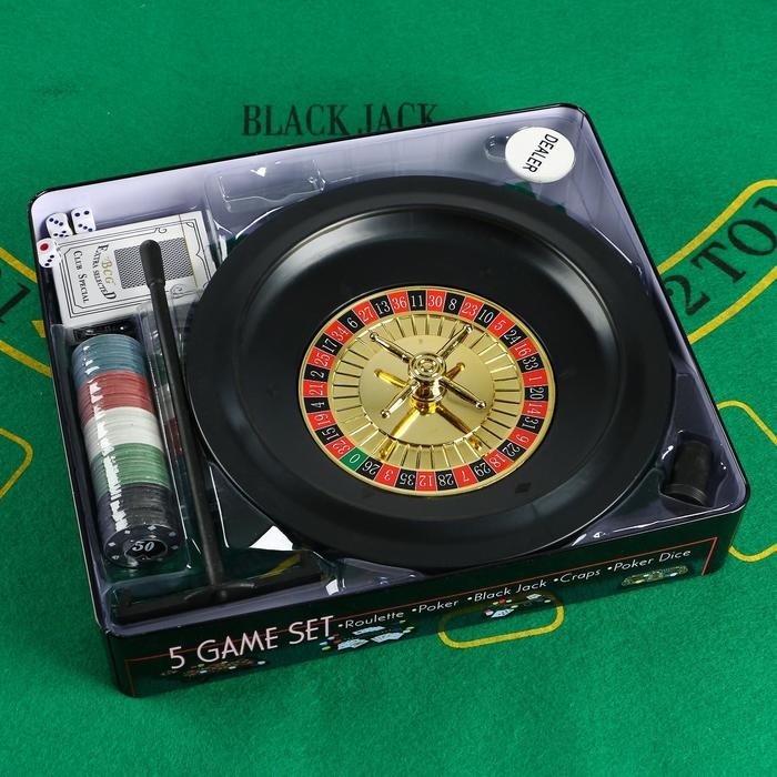 Покер, набор для игры, (рулетка, карты 54 шт, фишки с ном.100 шт,кубики 4 шт, поле) 33 х 29 с Покер, набор для игры, (рулетка, карты 54 шт, фишки с ном.100 шт,кубики 4 шт, поле) 33 х 29 с