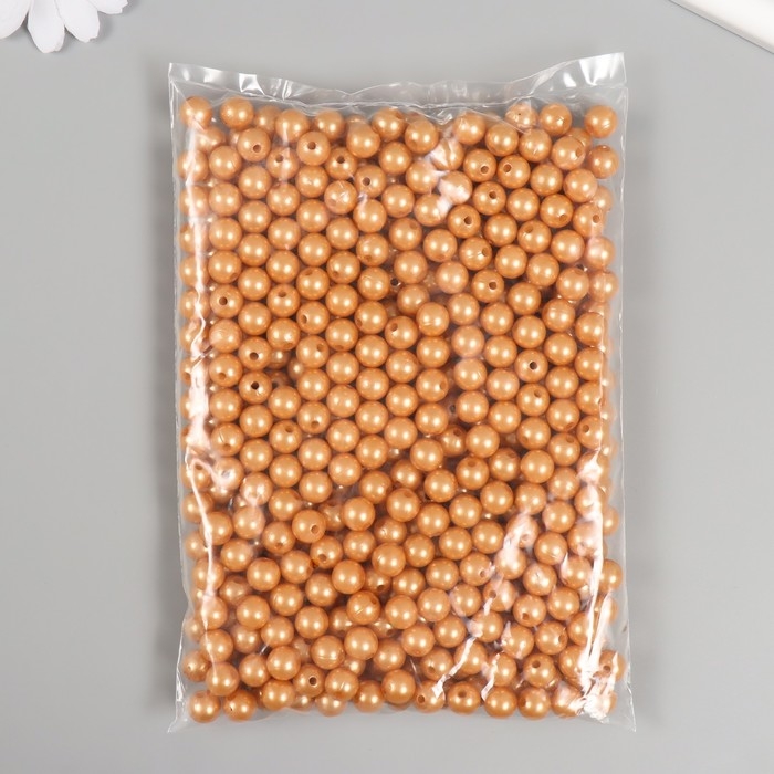 Набор бусин Набор бусин "Жемчуг" d 10 мм, 250 гр, тёмно-бежевый