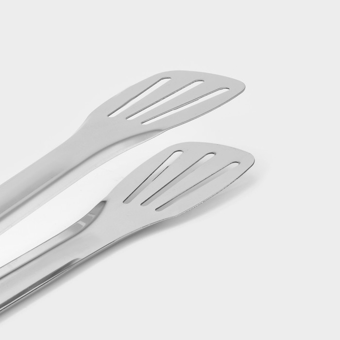 Щипцы кухонные Доляна «Лопатка», 201 сталь, 24 см, цвет серебристый