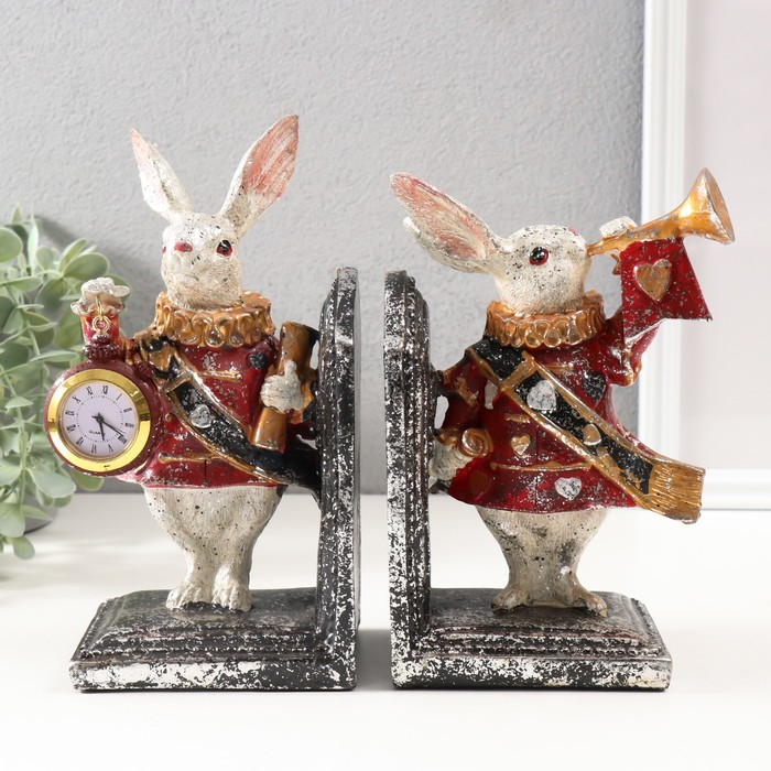 Подставка-держатель для книг интерьерная с часами Подставка-держатель для книг интерьерная с часами"Заяц - паж" н-р из 2-х штук 2,5х21х8,5см