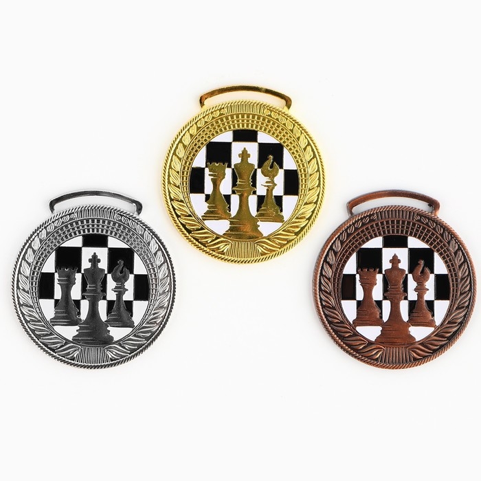 Медаль тематическая 191, &laquo;Шахматы&raquo;, d= 4.5 см. Цвет серебро. Без ленты