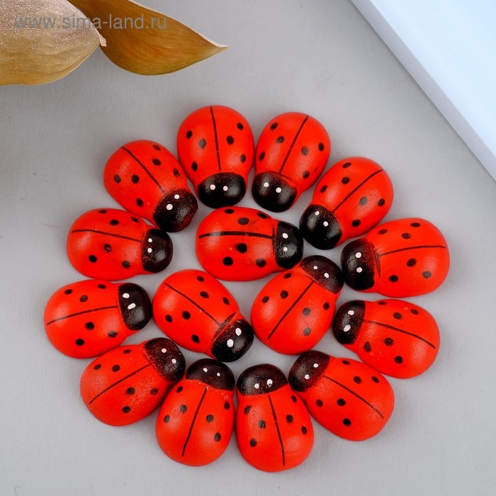 Декор для творчества дерево Декор для творчества дерево "Божьи коровки" (набор 15 шт) 1,3х2,5 см