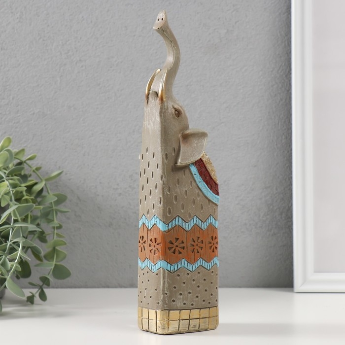 Сувенир полистоун Сувенир полистоун "Серый слон с хоботом вверх" 5,5х6х27 см