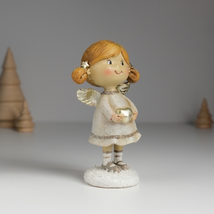 Сувенир полистоун Сувенир полистоун "Ангелочек с хвостиками, в сером платье" МИКС 6,5х4,5х12 см