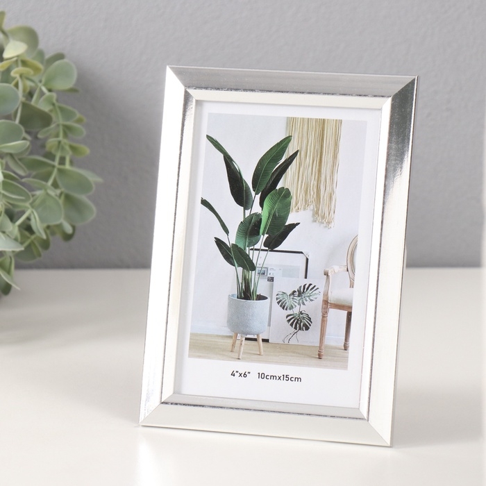 Фоторамка пластик 10х15 см Фоторамка пластик 10х15 см "Серебристая" 1х12,4х17,2 см