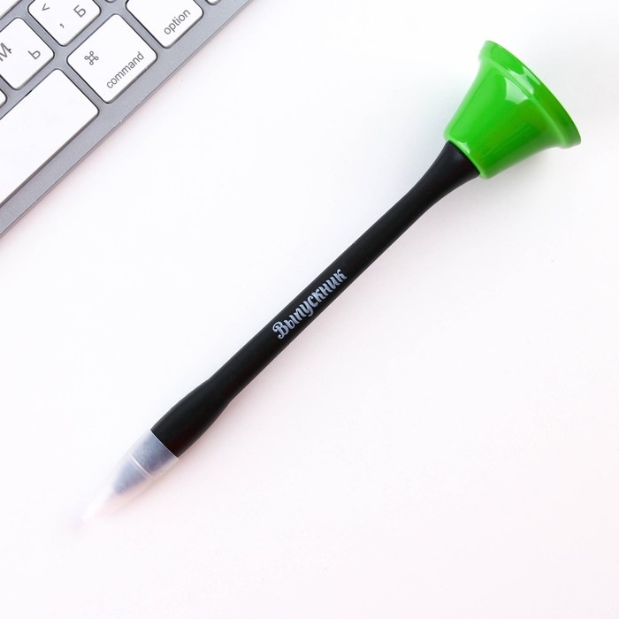 Ручка прикол колокольчик шариковая на открытке на выпускной «Прощай школа» синяя паста 0.8 мм