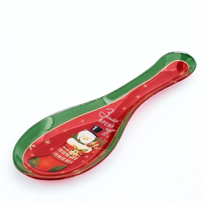 Подставка под ложку новогодняя стеклянная «Зима - время чудес», 21 х 7,5 х 2 см Подставка под ложку новогодняя стеклянная «Зима - время чудес», 21 х 7,5 х 2 см