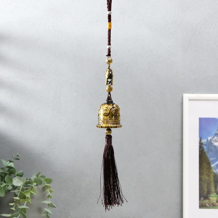 Колокольчик металл  Колокольчик металл "Слоны хобот вверх, слоны на колоколе" 4х4х38 см