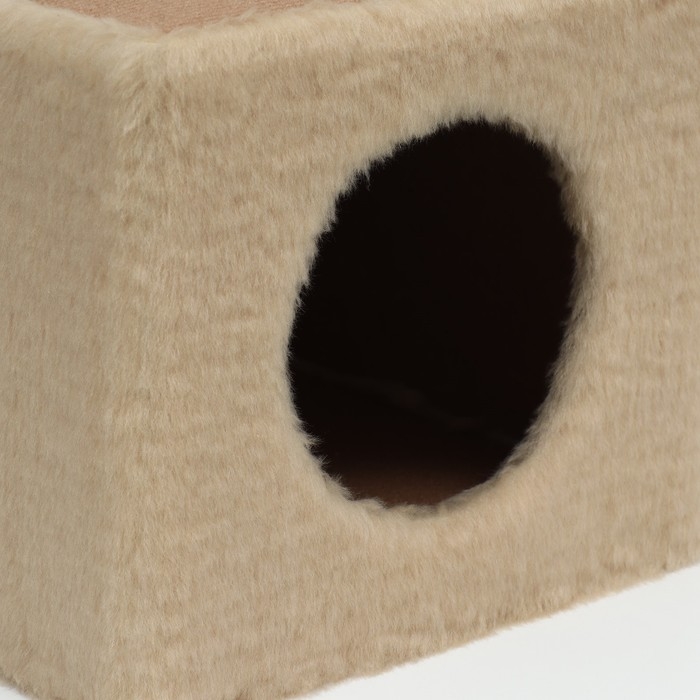 Домик для животных, с когтеточкой и полкой, джут, 32 х 32 х 64, бежевый Домик для животных, с когтеточкой и полкой, джут, 32 х 32 х 64, бежевый