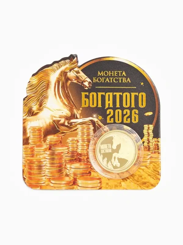 Монета новогодняя сувенирная «Богатого 2026», диам. 2,2 см