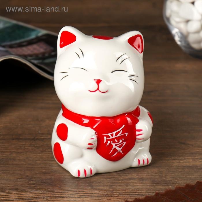 Копилка керамика Копилка керамика "Манэки-нэко с сердечком" 9,5х7х7,5 см