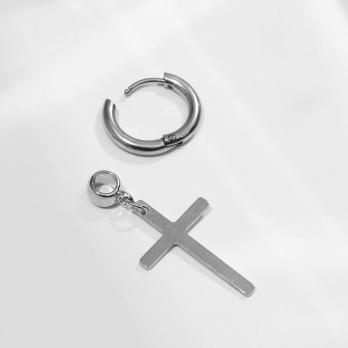 Пирсинг в ухо «Крест», d=11 мм, цвет серебро Пирсинг в ухо «Крест», d=11 мм, цвет серебро