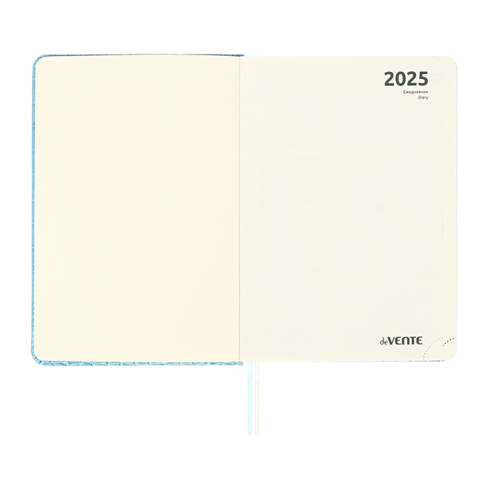 Ежедневник датированный 2025 года A5, 168 листов, deVENTE. Barbara, твердая обложка кожзам с поролоном, перфорацией, ляссе, блок 70, голубой Ежедневник датированный 2025 года A5, 168 листов, deVENTE. Barbara, твердая обложка кожзам с поролоном, перфорацией, ляссе, блок 70, голубой