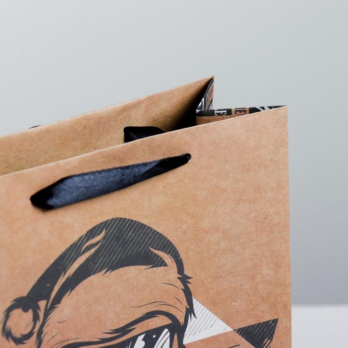 Пакет подарочный новогодний крафтовый вертикальный «Брутального года», MS 18 х 23 х 8 см, Новый год Пакет подарочный новогодний крафтовый вертикальный «Брутального года», MS 18 х 23 х 8 см, Новый год