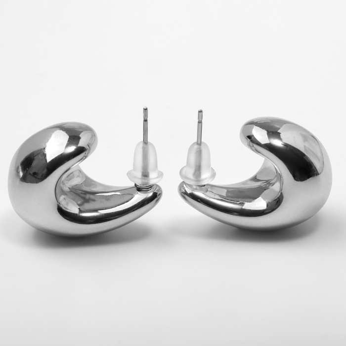 Серьги пластик «Капля» структура мини, цвет серебро Серьги пластик «Капля» структура мини, цвет серебро