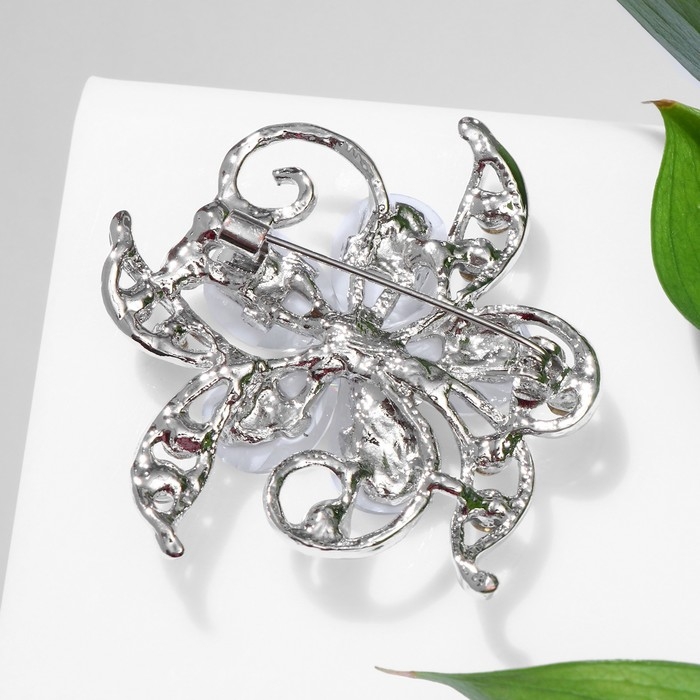 Брошь «Цветок» незабудка, цвет бело-радужный в серебре Брошь «Цветок» незабудка, цвет бело-радужный в серебре