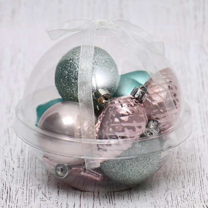 Набор украшений пластик 10 шт Набор украшений пластик 10 шт "Джоан" розово-зелёный