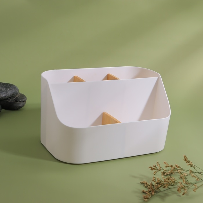 Органайзер для хранения &laquo;BAMBOO&raquo;, 5 секций, передвижные секции, 18,5 &times; 11,5 &times; 10,6 см, цвет белый