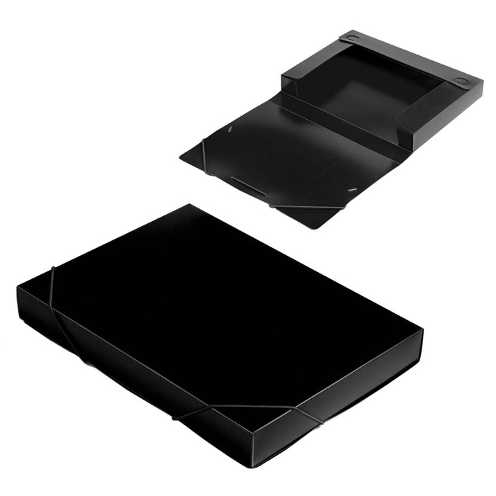 Папка-короб на резинке А4, 700 мкм, корешок 40 мм, Calligrata, пластик, чёрная, до 300 листов Папка-короб на резинке А4, 700 мкм, корешок 40 мм, Calligrata, пластик, чёрная, до 300 листов