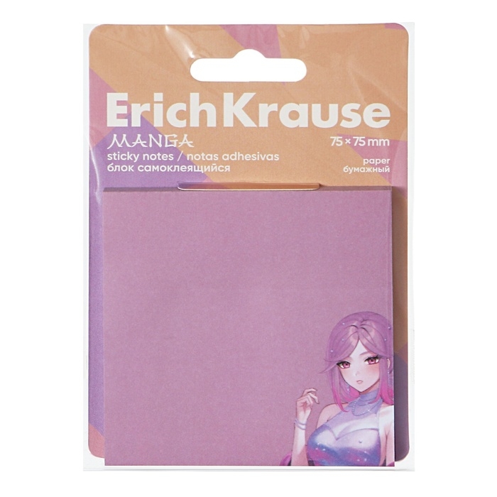 Блок с липким краем бумажный 75х75 мм, ErichKrause  Блок с липким краем бумажный 75х75 мм, ErichKrause "Manga", 50 листов
