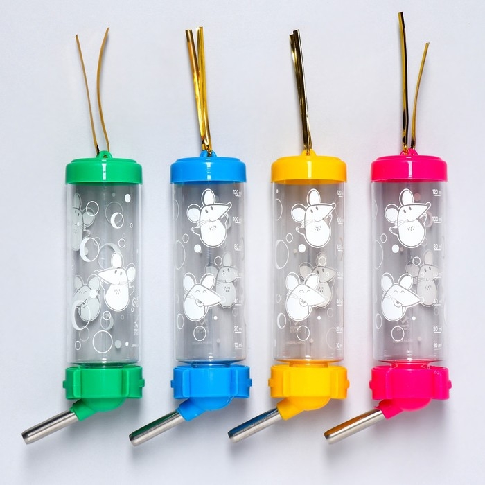 Поилка для грызунов «Мышки в сыре» 125 мл, 12.5х4.5 см, микс цветов Поилка для грызунов «Мышки в сыре» 125 мл, 12.5х4.5 см, микс цветов