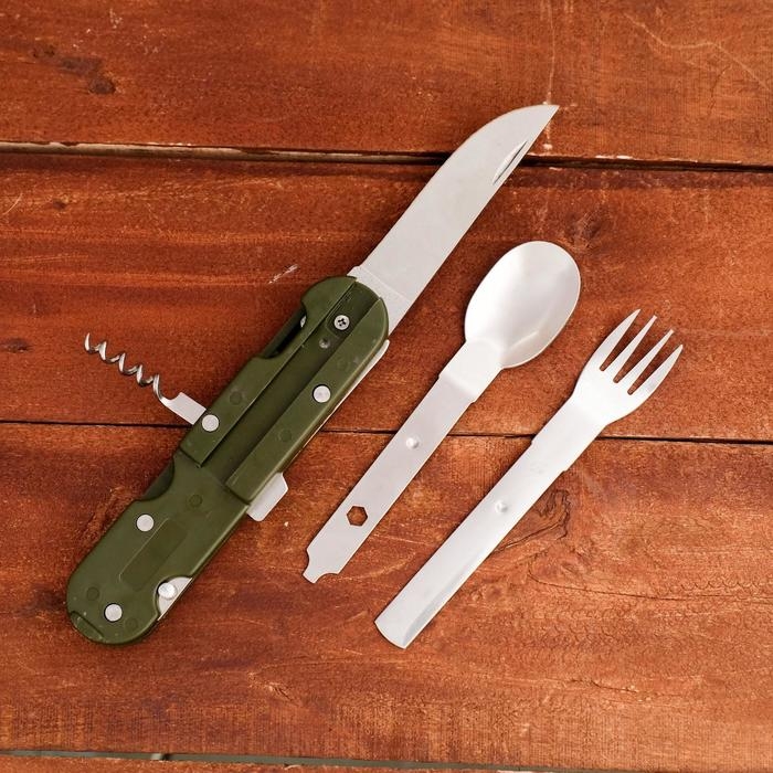 Набор туриста  Набор туриста "Лесник" 4в1 в чехле: штопор, нож, ложка, вилка