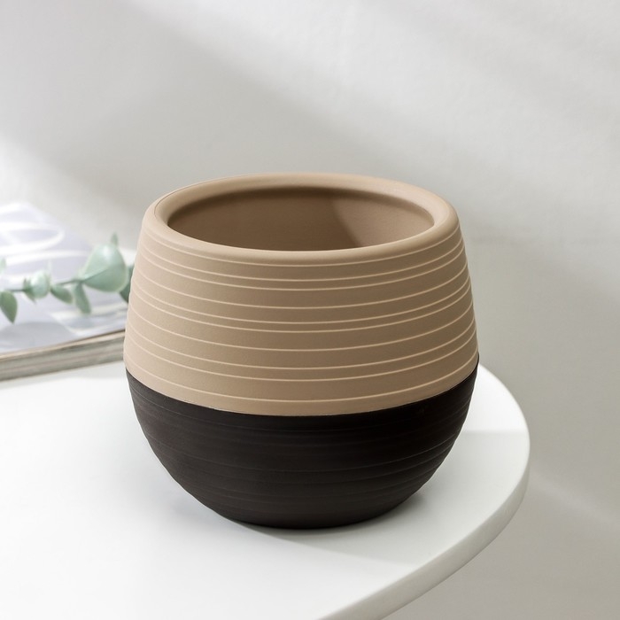 Горшок «Дуэт», 500 мл, цвет шоколадный-кофе с молоком Горшок «Дуэт», 500 мл, цвет шоколадный-кофе с молоком