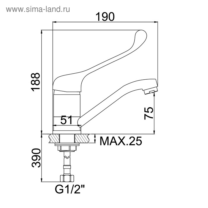 Смеситель для кухни Accoona A4241, однорычажный, с хирургической ручкой, хром Смеситель для кухни Accoona A4241, однорычажный, с хирургической ручкой, хром