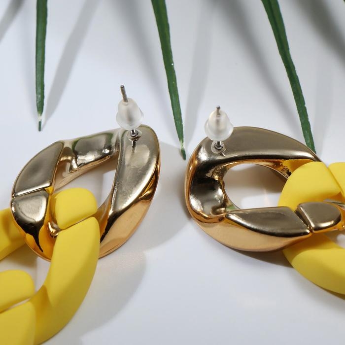 Серьги пластик «Цепь» дива, цвет жёлтый в золоте Серьги пластик «Цепь» дива, цвет жёлтый в золоте