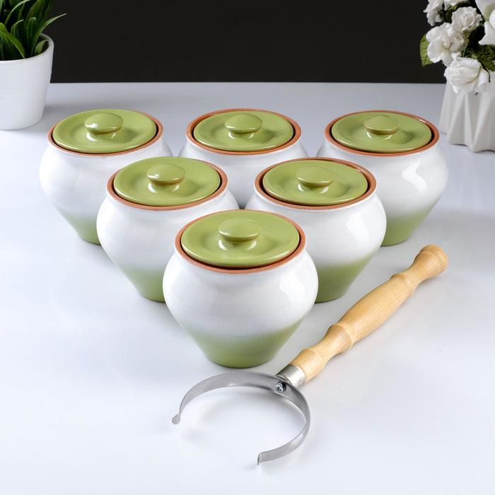 Набор  Набор "Вятская керамика №6" 0,5х6 + ухват, МИКС