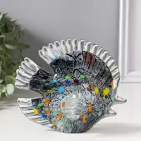 Сувенир стекло "Плоская пятнистая рыбка" под муранское стекло 6,5х16х13 см