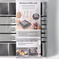 Лоток для столовых приборов с подставкой для ножей Доляна, 11 секций, 30&times;23.5&times;5 см, пластик, серый