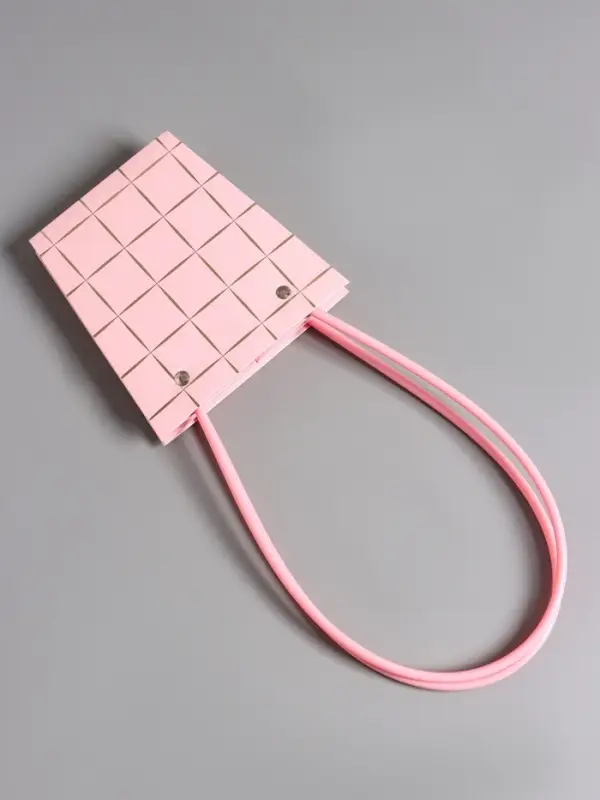 Сумка переноска для цветов, розовая, влагостойкая, с тиснением, 13&times;9.5&times;13&plusmn;5% см