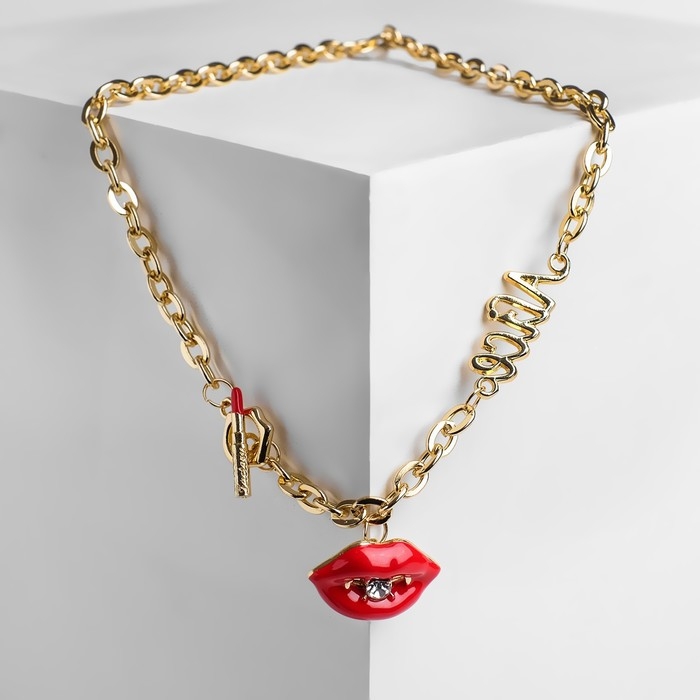 Кулон «Цепь» губы и спичка, цвет красный в золоте, 45 см Кулон «Цепь» губы и спичка, цвет красный в золоте, 45 см