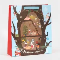 Пакет подарочный новогодний ламинированный &laquo;Новогодние приготовления&raquo;, M 26 х 30 х 9 см