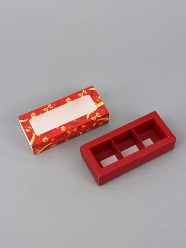 Коробка подарочная для 3 конфет &laquo;Красная&raquo;, 13.3&times;3.3&times;5.8 см