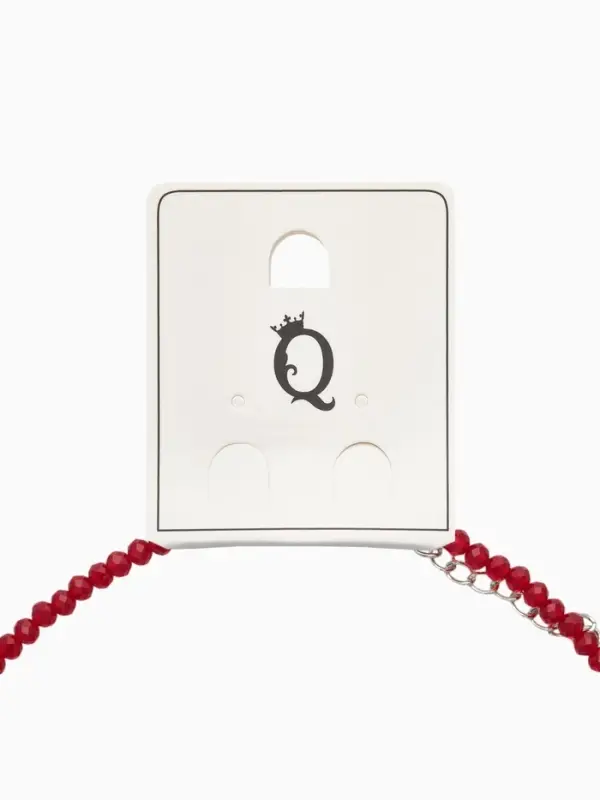 Чокер из бисера &laquo;Хрусталь&raquo;, сердце, красный в серебре, 36 см + 5 см доп, цепочка