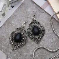 Серьги ассорти &laquo;Капля&raquo; изящность, ажурная, цвет чёрный в чернёном серебре