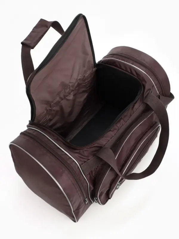 Сумка дорожная на молнии, 4 наружных кармана, длинный ремень, коричневая Сумка дорожная на молнии, 4 наружных кармана, длинный ремень, коричневая