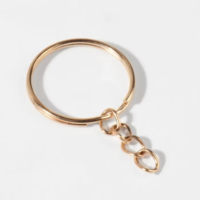 Основа для брелока, с цепочкой, d = 25 мм, 10 шт, цвет золотой