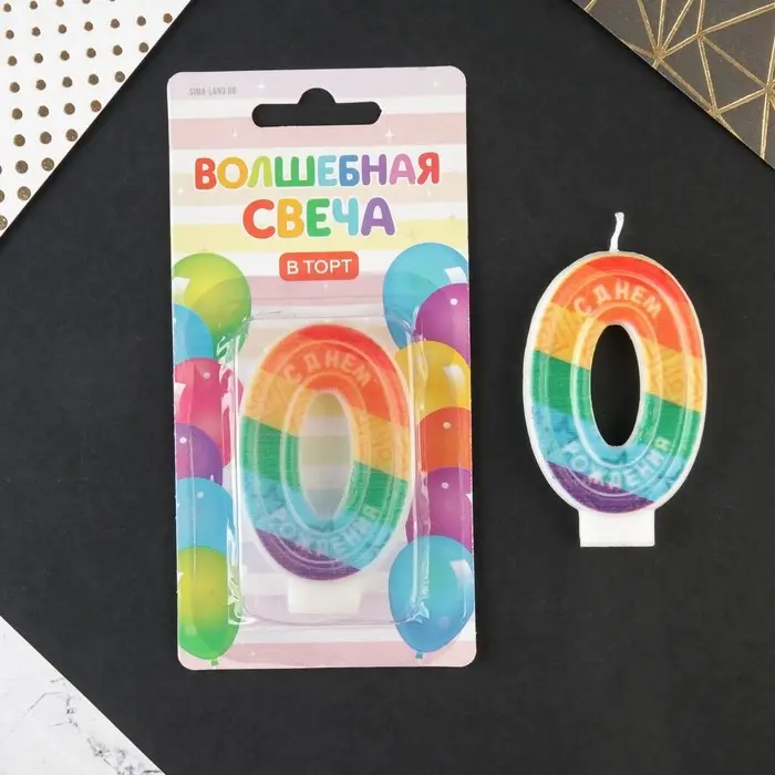 Свеча для торта, цифра 0 «С Днем рождения», 7 х 4,3 см Свеча для торта, цифра 0 «С Днем рождения», 7 х 4,3 см