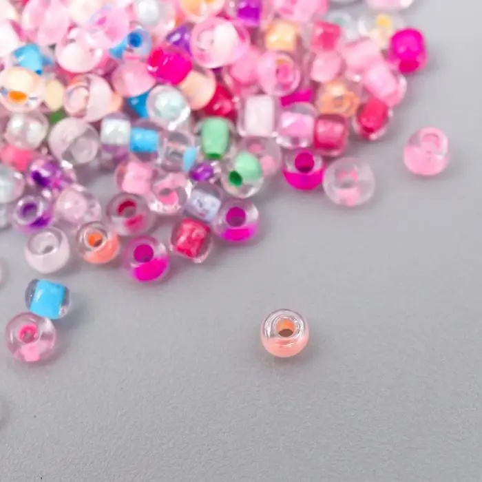 Бисер круглый размер 12/0  Бисер круглый размер 12/0 "Прозрачный с цветной серединкой" 20 гр