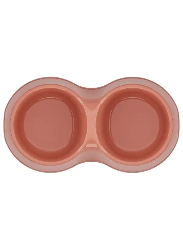 Миска двойная &laquo;Мур-мяу&raquo;, 200 мл, 22.5 см &times; 13 см &times; 6 см, цвет кирпичный