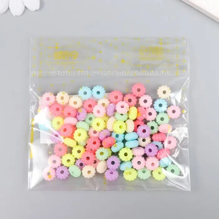 Бусины для творчества пластик "Ребристые. Пастельные тона" набор 90 шт 15 гр 0,8х0,8 см