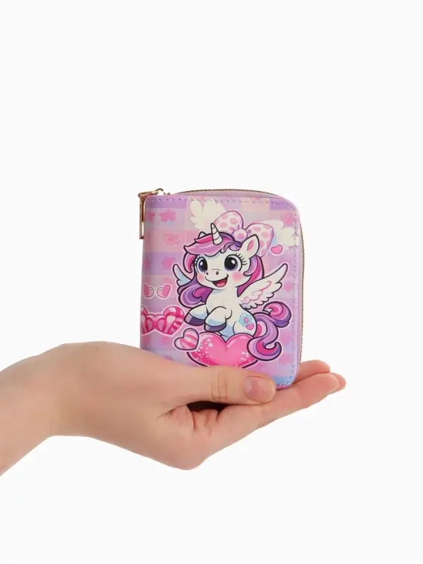 Кошелёк на молнии &laquo;Выбражулька&raquo;, 8.5&times;2.5&times;10.5 см, с принтом, розовый/сиреневый