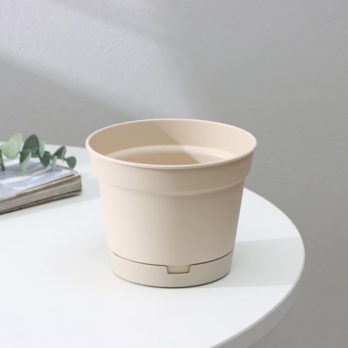 Горшок для цветов с поддоном Mint, 700 мл, d=12 см, h=9,4 см, цвет светло-бежевый Горшок для цветов с поддоном Mint, 700 мл, d=12 см, h=9,4 см, цвет светло-бежевый