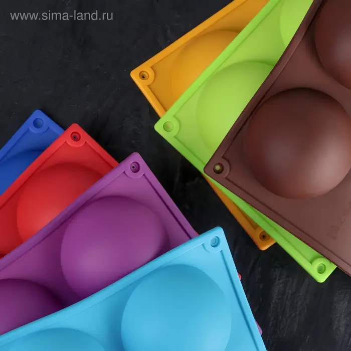 Форма для выпечки Доляна &laquo;Полусфера&raquo;, силикон, 29.5&times;17 см, 5 ячеек, d=8 см, МИКС