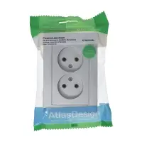 Розетка ATLASDESIGN двойная без заземления 16А в сборе алюминий