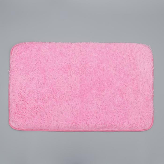 Коврик для ванной и туалета Доляна «Пушистик», 50×80 см, цвет розовый